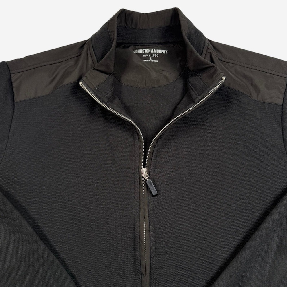 Johnston & Murphy Full Zip Jacket Mens Large Black Sweater‎